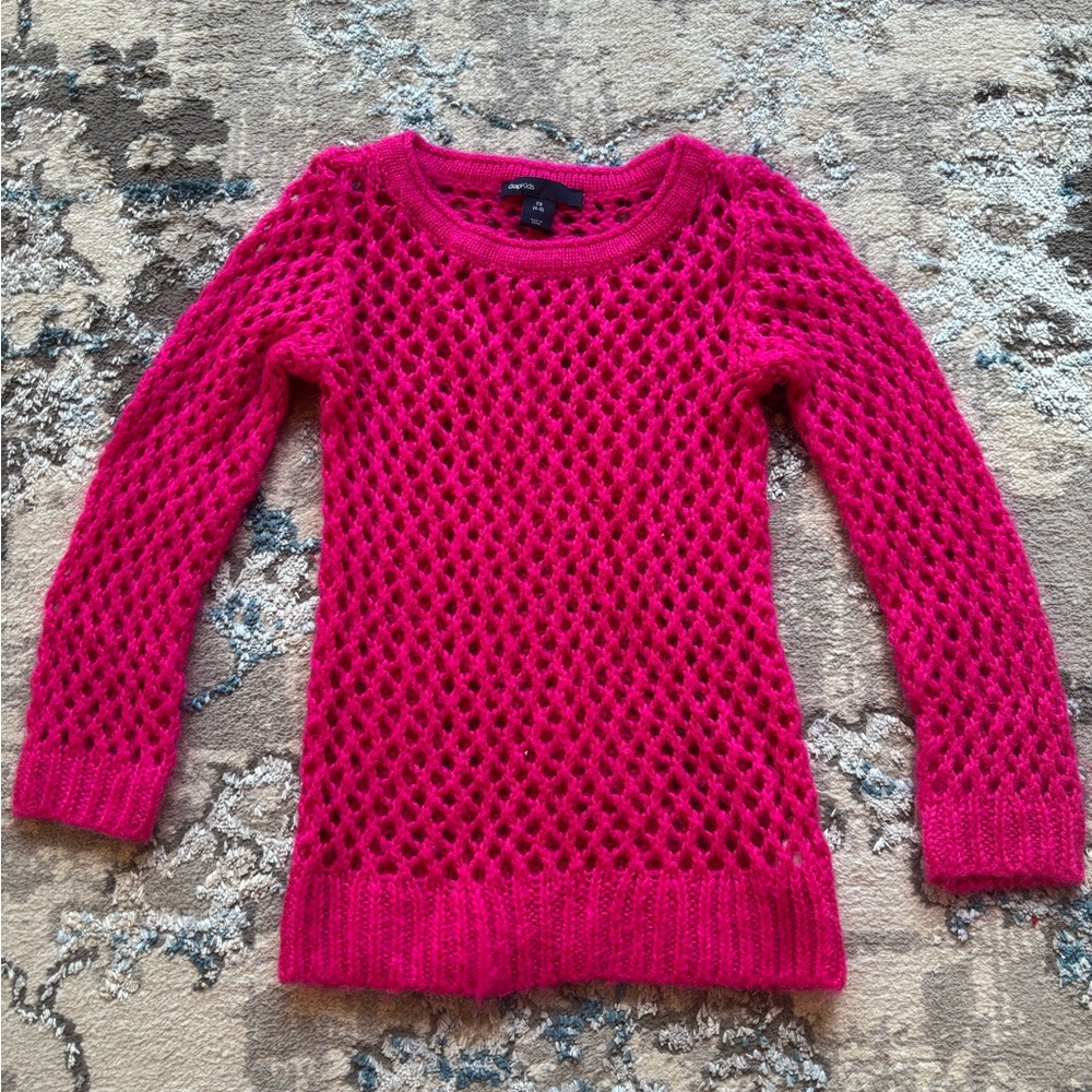 GAP Pink Crew Neck Sweater with Textured Knit